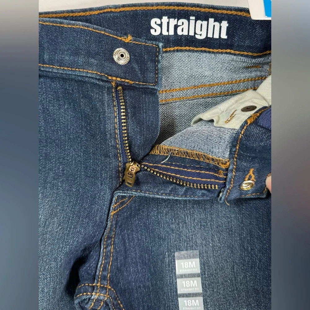 NWT CARTER’S Baby Straight Leg‎ Jeans 18m Adjustable Waist Dark Blue Classic NEW